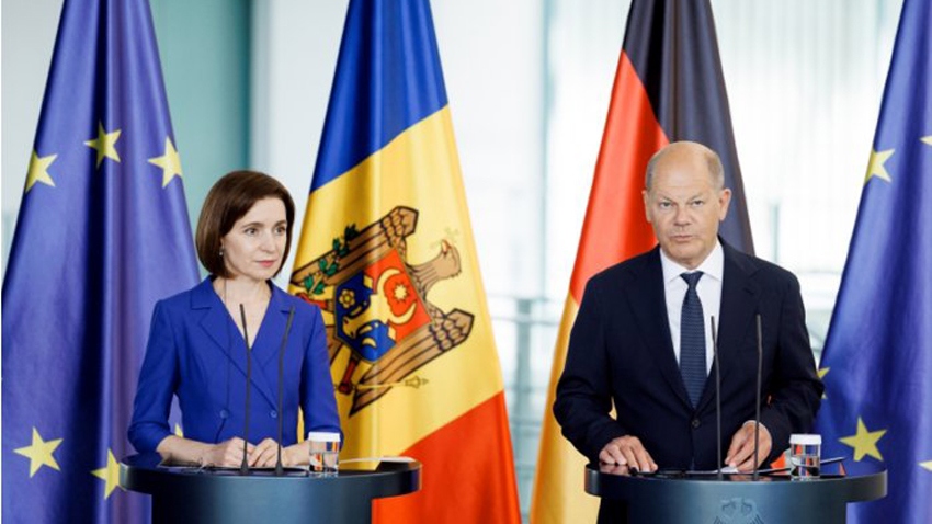 Tổng thống Moldova Maia Sandu và Thủ tướng Đức Olaf Scholz - Ảnh-moldpres.md