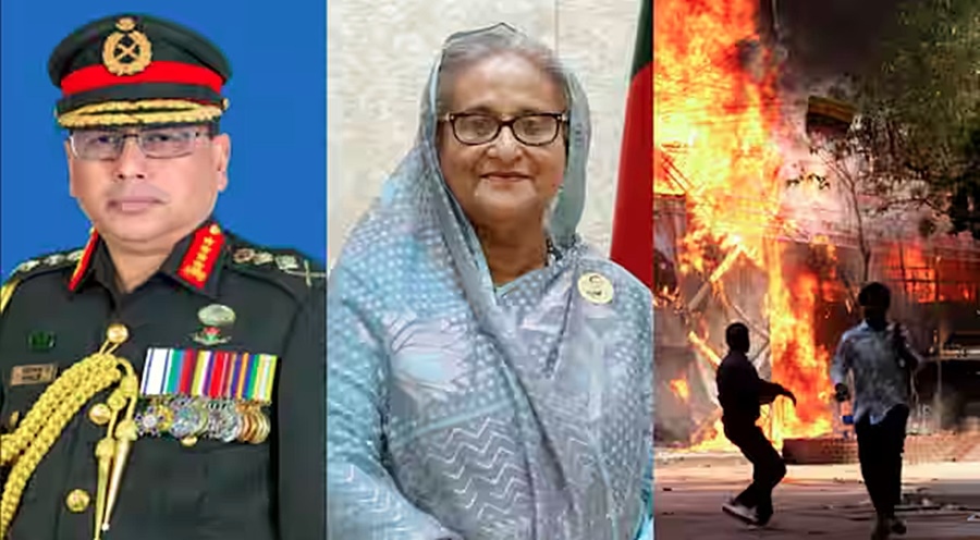 Tướng Zaman, Thủ tướng Hasina và biểu tình tại Bangladesh. Ảnh: Wion.