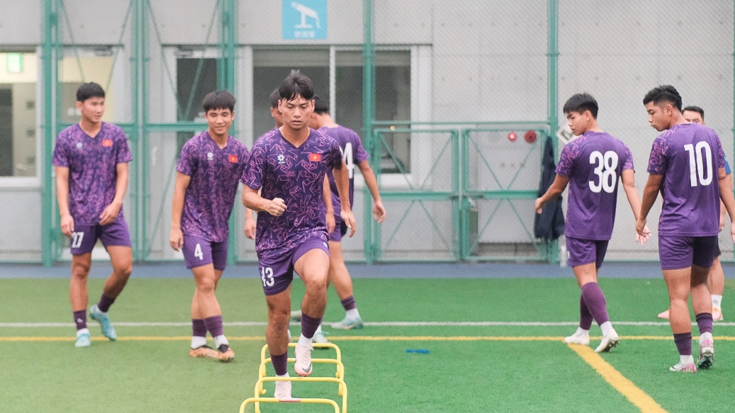 Chương trình tập huấn của đội tuyển U20 Việt Nam tại Ehime bị ảnh hưởng bởi bão Shanshan (Ảnh: VFF).