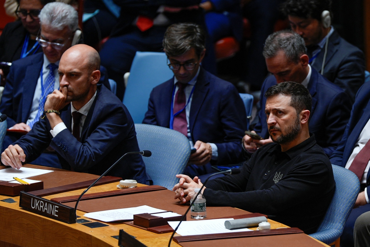 Tổng thống Ukraine Volodymyr Zelensky tại cuộc họp của Hội đồng Bảo an Liên Hợp Quốc ở New York ngày 24/9/2024. Ảnh: Reuters