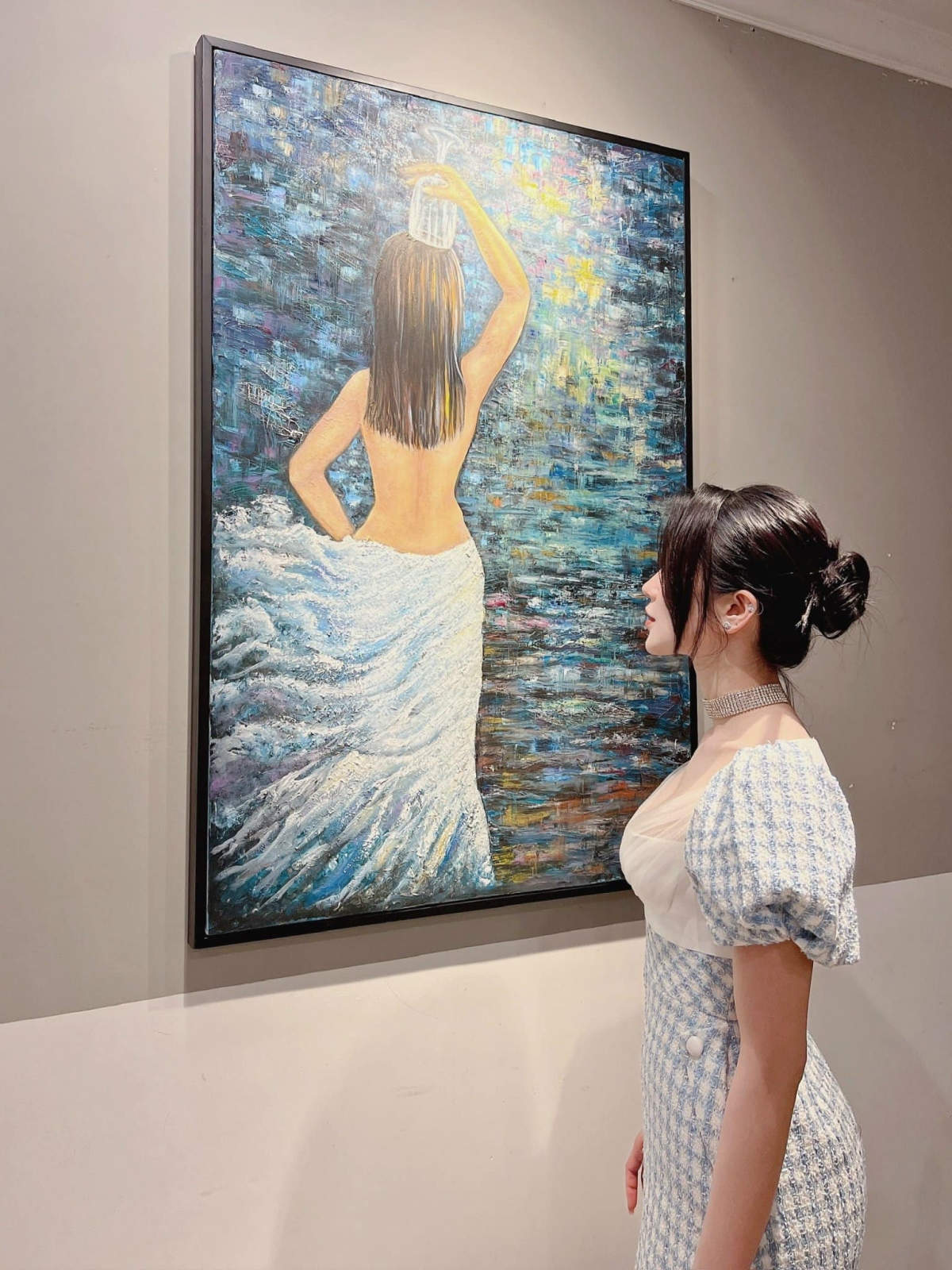 Bức tranh "Quân tử" do Diệp Lâm Anh tự vẽ