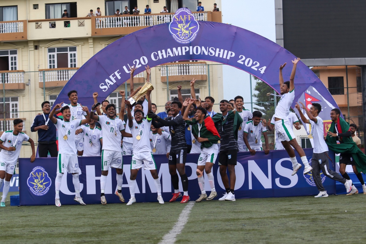 U20 Bangladesh vô địch Nam Á trước ngày gặp U20 Việt Nam. (Ảnh: SAFF). 