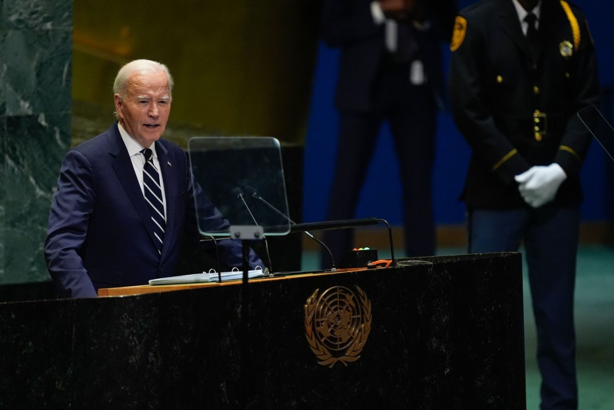 Tổng thống Mỹ Joe Biden phát biểu tại Đại hội đồng Liên Hợp Quốc. Ảnh: CNN