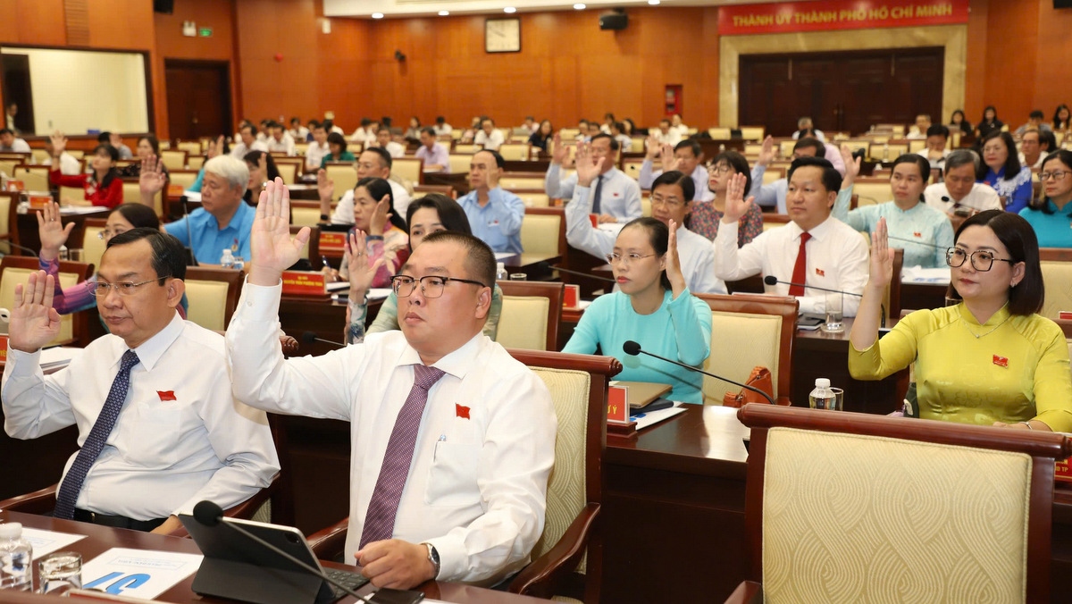 Đại biểu HĐND TP.HCM biểu quyết (ảnh T.B)