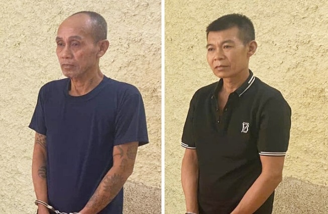 Lê Tiến An và Nguyễn Anh Tuấn tại cơ quan Công an. (Ảnh: Công an tỉnh Phú Thọ).
