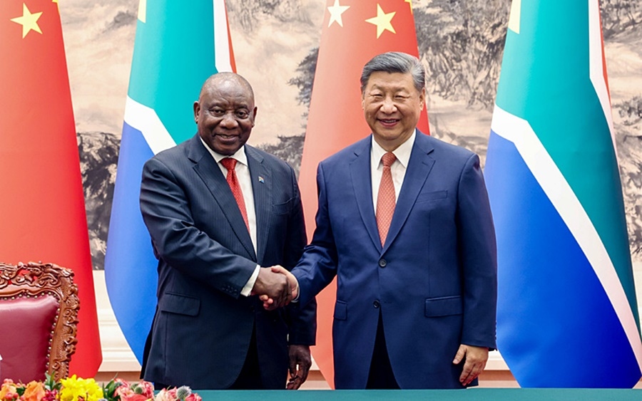 Chủ tịch Trung Quốc Tập Cận Bình và Tổng thống Nam Phi Cyril Ramaphosa ngày 2/9. Ảnh: Tân Hoa xã.