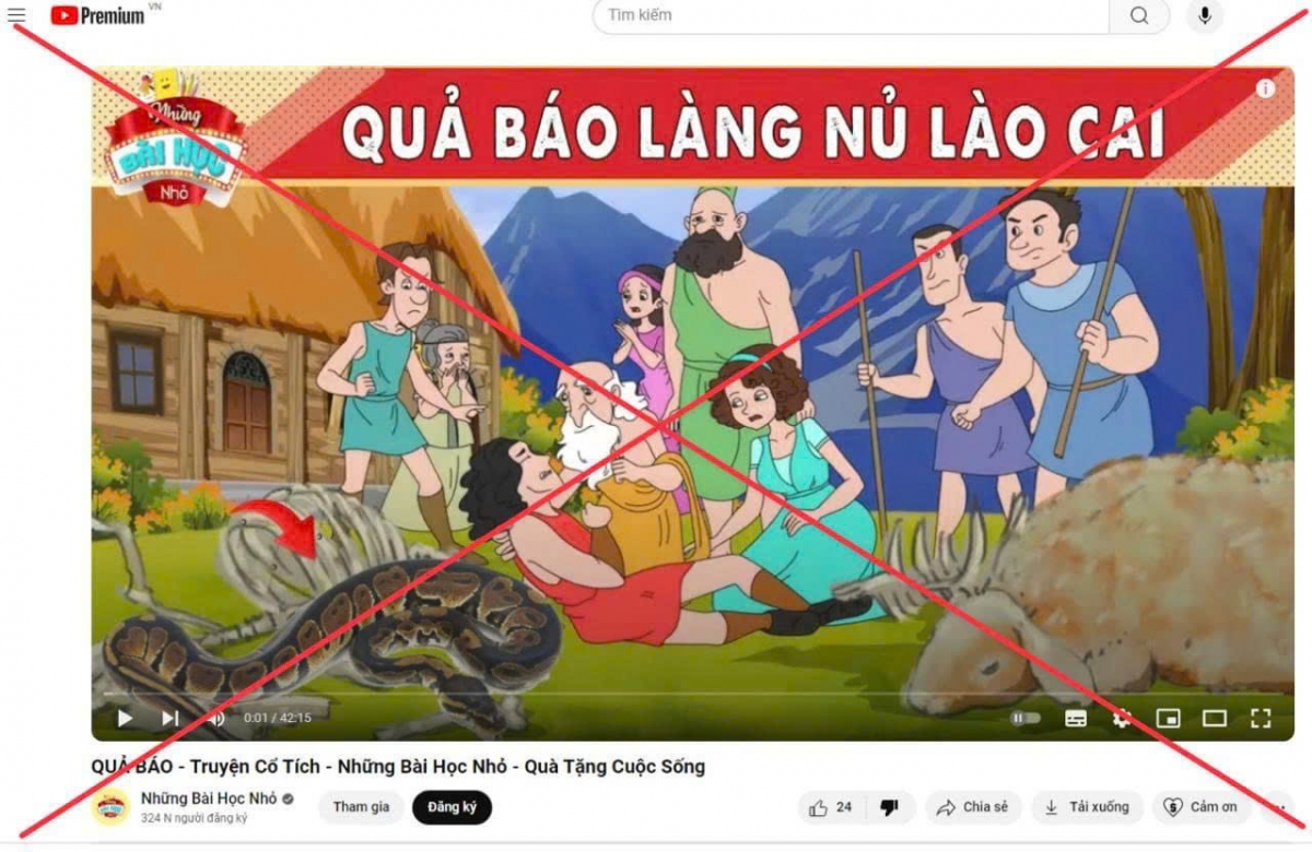 Hình ảnh trên kênh "Những bài học nhỏ" gây bức xúc dư luận
