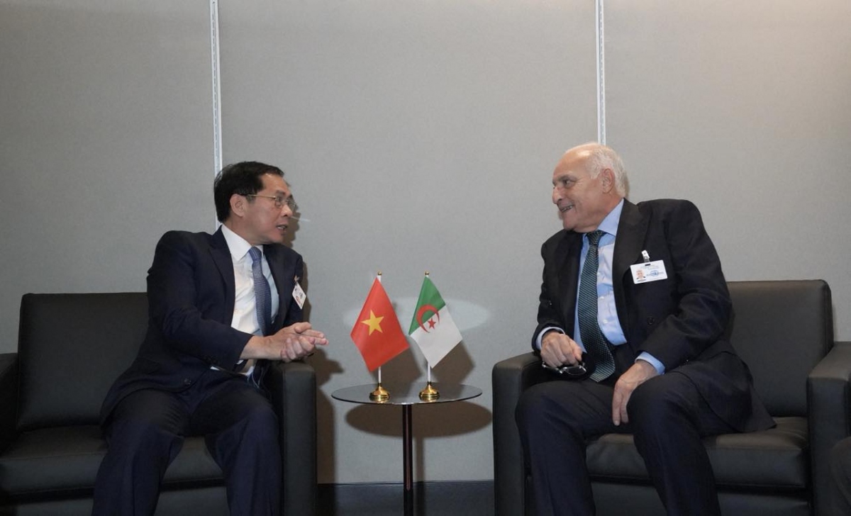 Phó thủ tướng, Bộ trưởng Ngoại giao Bùi Thanh Sơn và Bộ trưởng Ngoại giao Algeria Ahmed Attaf