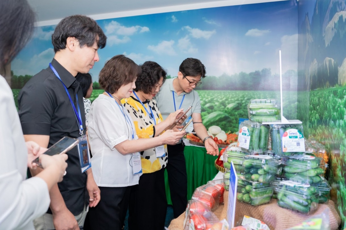 Đại biểu Co.op (Hàn Quốc) tham quan gian hàng trưng bày sản phẩm Saigon Co.op.