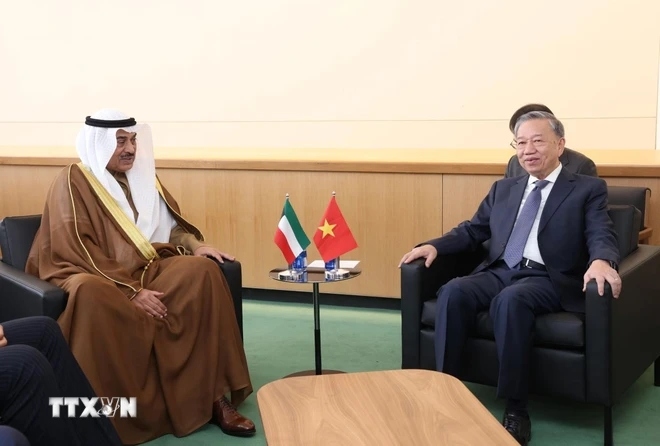Tổng Bí thư, Chủ tịch nước Tô Lâm tiếp Thái tử Kuwait Sabah Al-Khalid Al-Sabah. (Ảnh: Lâm Khánh/TTXVN)