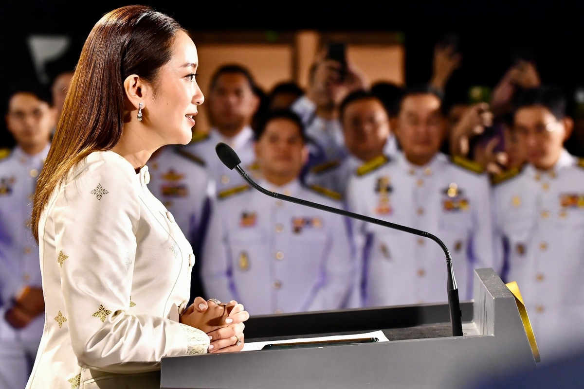 Thủ tướng Paetongtarn Shinawatra phát biểu sau khi tiếp nhận Sắc phong hôm 18/8. Nguồn: Đảng Vì nước Thái