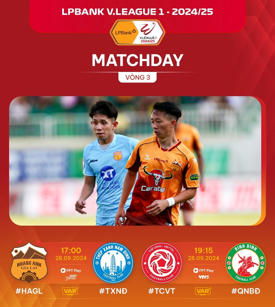 Hôm nay vòng 3 V-League 2024/2025 diễn ra 2 trận đấu sớm.