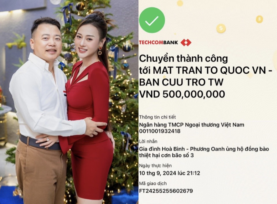 Vợ chồng Shark Bình - Phương Oanh ủng hộ đồng bào vùng bão lũ 500 triệu đồng