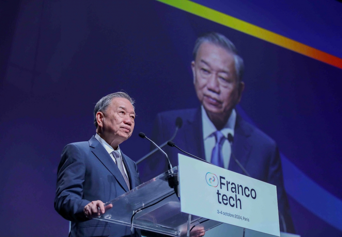 Tổng Bí thư, chủ tịch nước Tô Lâm phát biểu tại diễn đàn Franco Tech