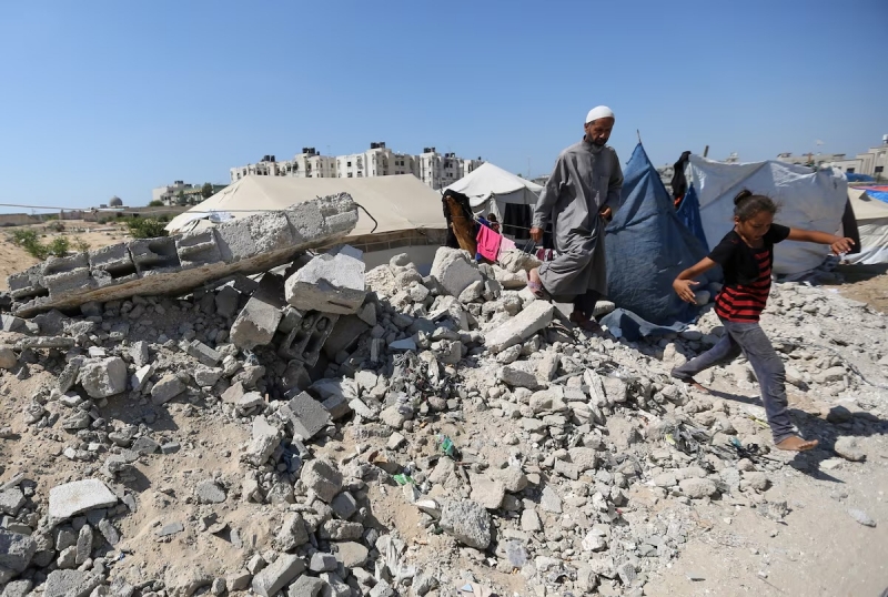 Khung cảnh đổ nát ở Dải Gaza sau nhiều tháng xung đột. Ảnh: Reuters