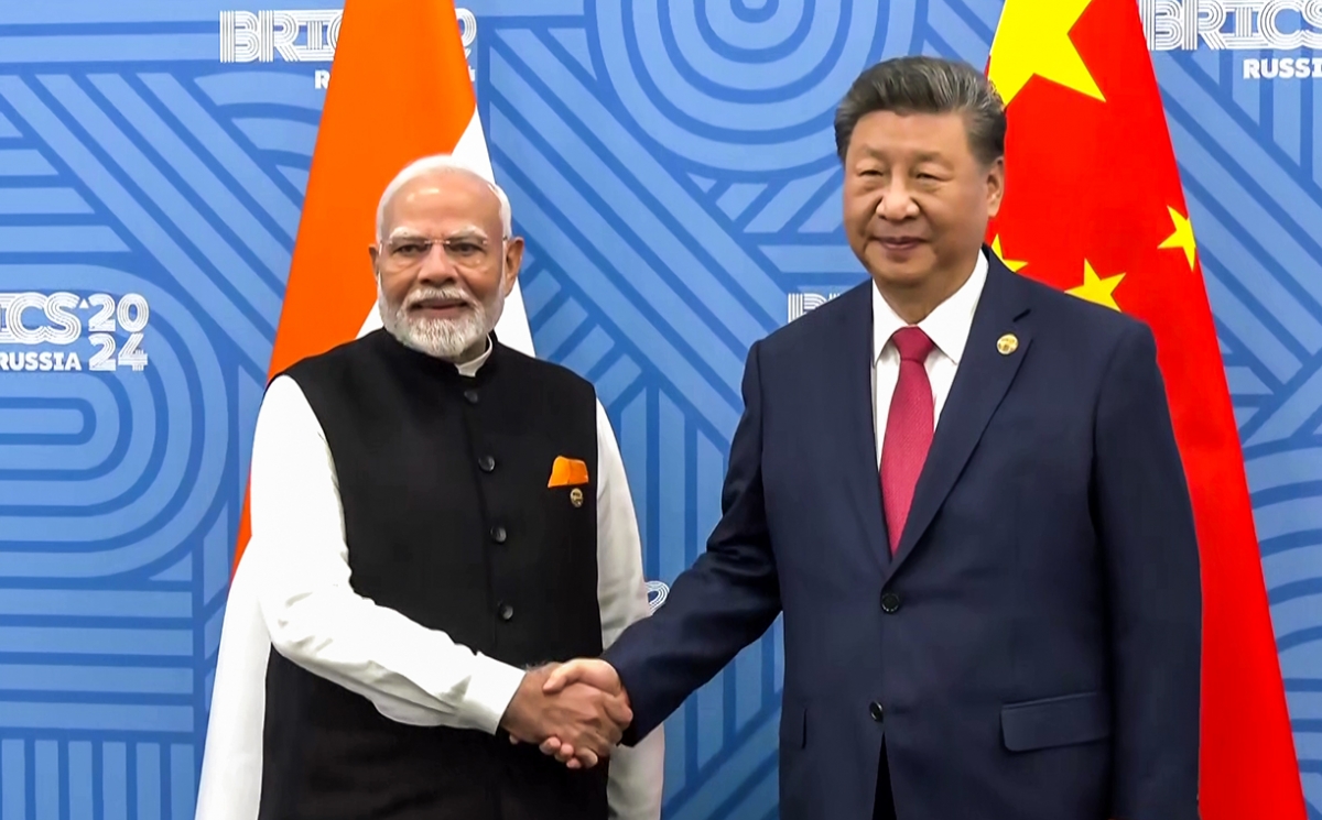 Thủ tướng Ấn Độ Narendra Modi và Chủ tịch Trung Quốc Tập Cận Bình có cuộc gặp song phương tại Kazan, Nga ngày 23/10, lần đầu tiên sau 5 năm (ANI)