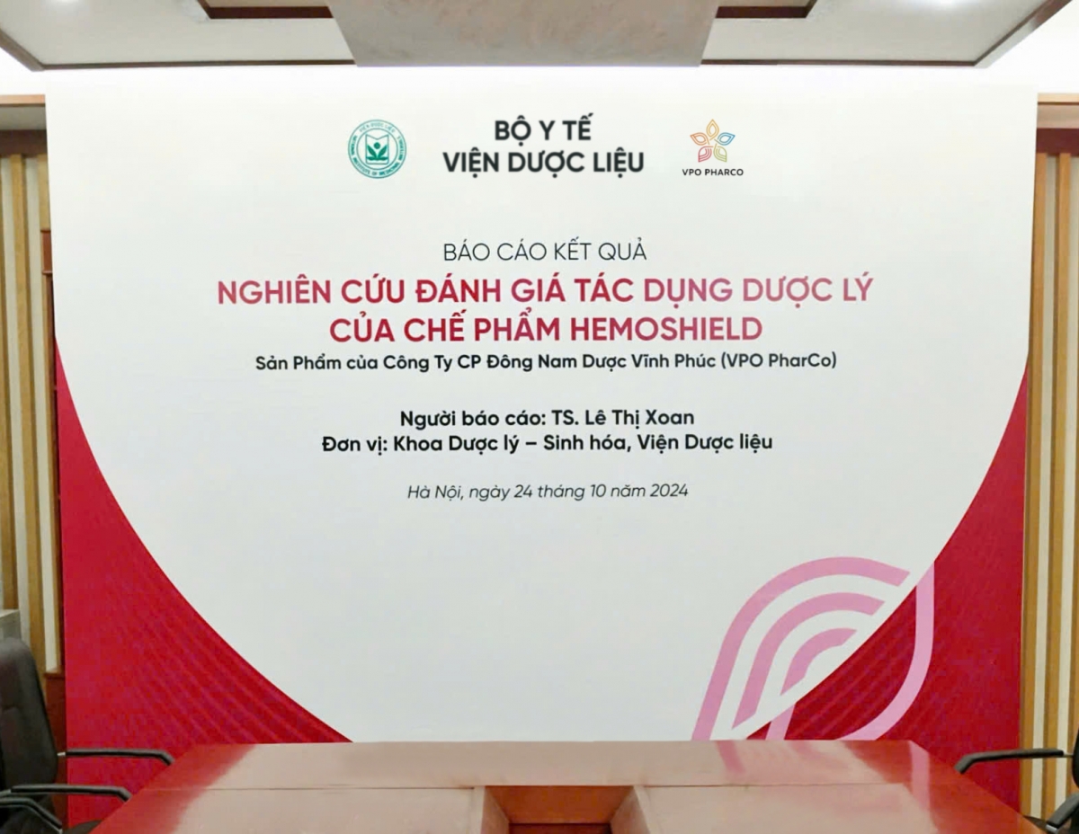 Lễ công bố Báo cáo kết quả “Nghiên cứu đánh giá tác dụng dược lý của sản phẩm HemoShield” tại Viện Dược Liệu - trực thuộc Bộ Y Tế sáng ngày 24/10/2024