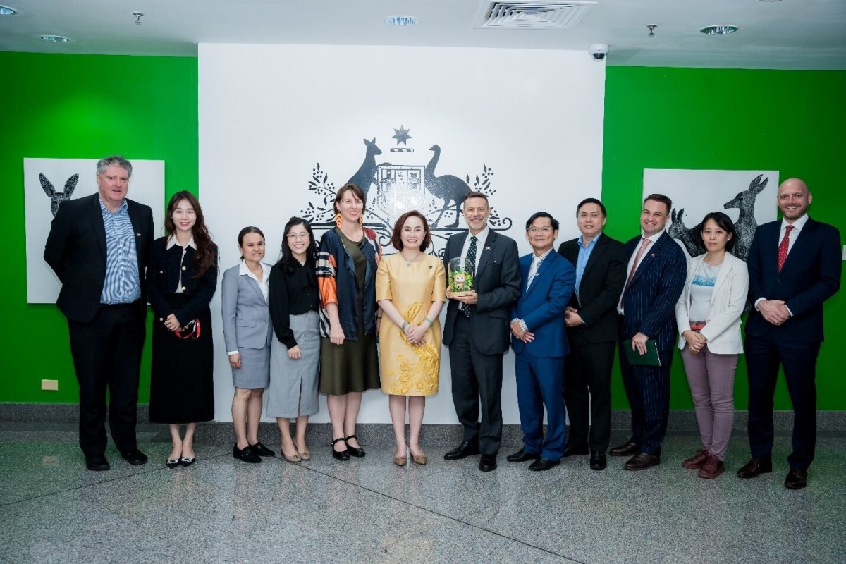 Chủ tịch TTC AgriS Đặng Huỳnh Ức My và Đại sứ Andrew Goledzinowski trong buổi gặp gỡ, trao đổi ngày 16/10
 