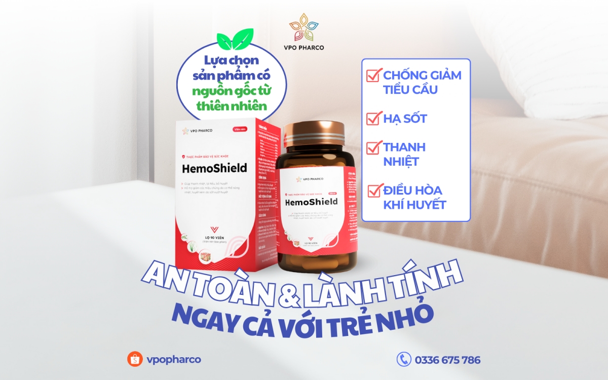 Sản phẩm HemoShield được công nhận có tác dụng chống giảm tiểu cầu, hỗ trợ điều trị sốt xuất huyết