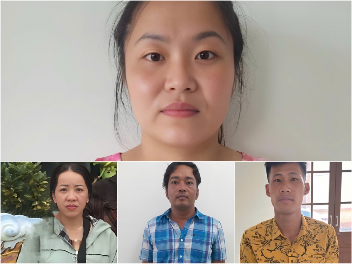 Bị can Huỳnh Thị Ngọc Thảo (ảnh trên) và Quách Thị Hoa, Lê Quang Tý, Hoàng Văn Cường (ảnh dưới, từ trái qua)- Ảnh: Trọng Nguyễn