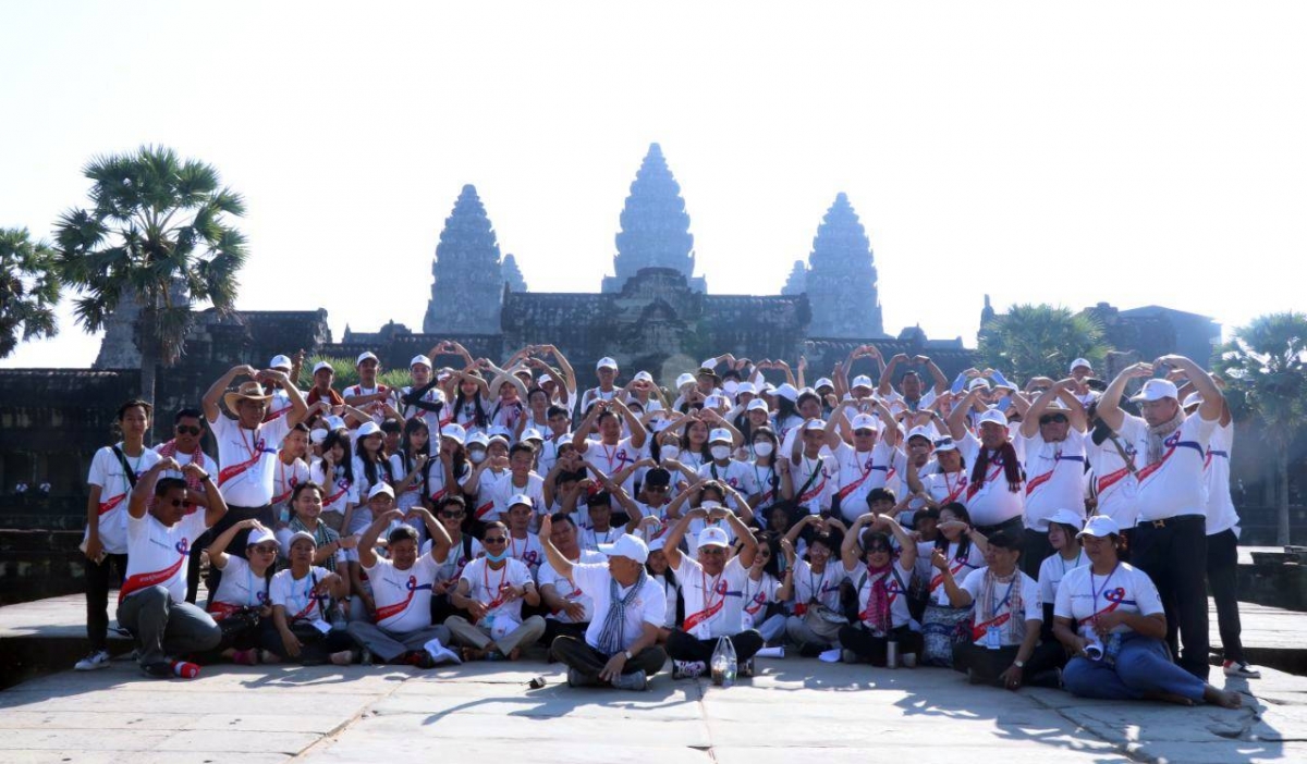 Du khách thăm quan quần thể Angkor tại tỉnh Siem Reap (Ảnh: bộ Thông tin CPC)