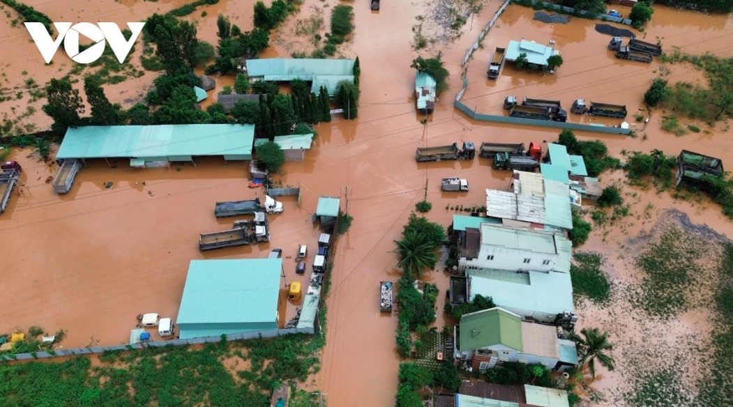Dong Nai province is submerged under one to two metres of water after three days of heavy rain brought on by Trami, which made landfall on October 27.