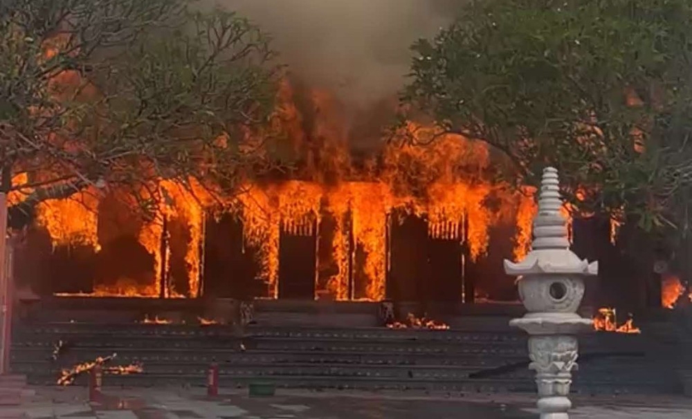 Chùa Phổ Quang (xã Xuân Lũng, huyện Lâm Thao, tỉnh Phú Thọ) có niên đại hơn 800 năm tuổi bị thiêu rụi. Ảnh: Người dân cung cấp.
