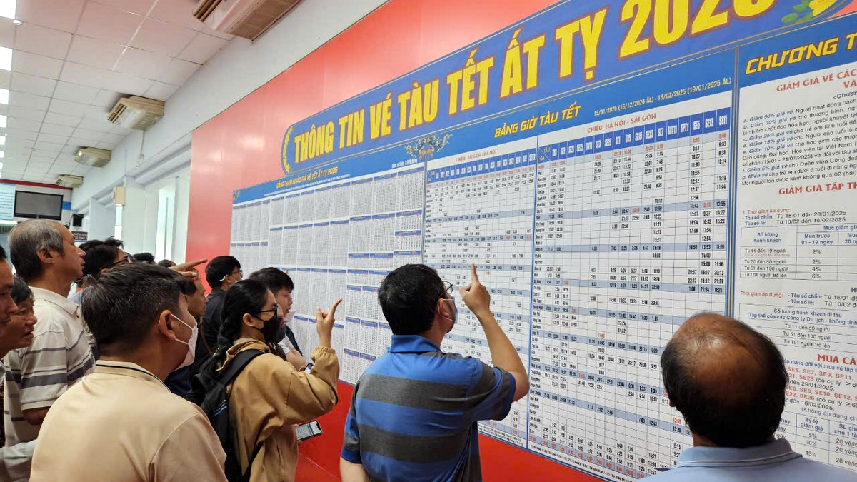 Người dân tìm hiểu thông tin giờ tàu (ảnh B.H)