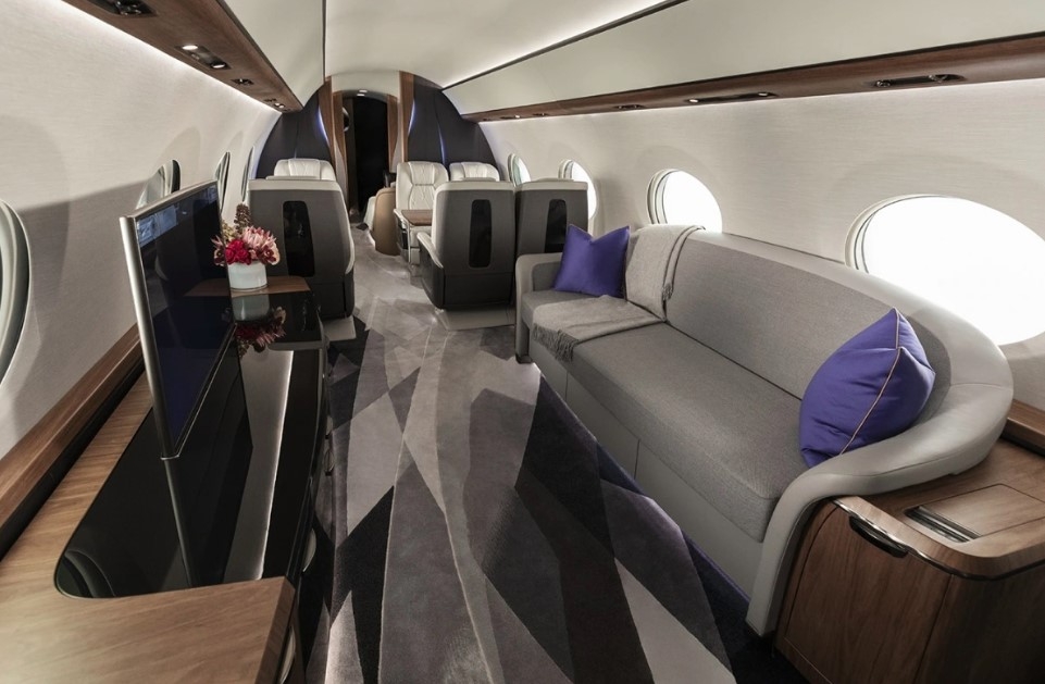 The interior of the G700 private jet.