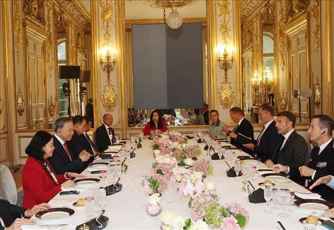 Tổng Bí thư, Chủ tịch nước Tô Lâm hội đàm với Tổng thống Pháp Emmanuel Macron. (Nguồn: TTXVN)