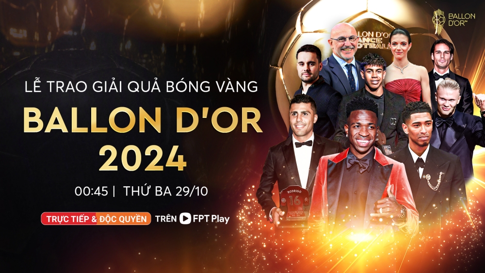 Quý độc giả có thể xem trực tiếp Lễ trao giải Quả bóng Vàng 2024 trên FPT Play cũng như cập nhật trực tuyến qua Báo Điện tử VOV.