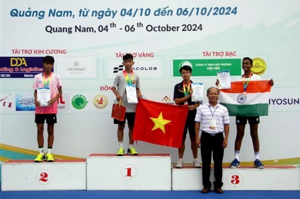 Vietnamese athletes at the 2024 Asian Open Junior Pickleball Championships in the central province of Quang Nam.