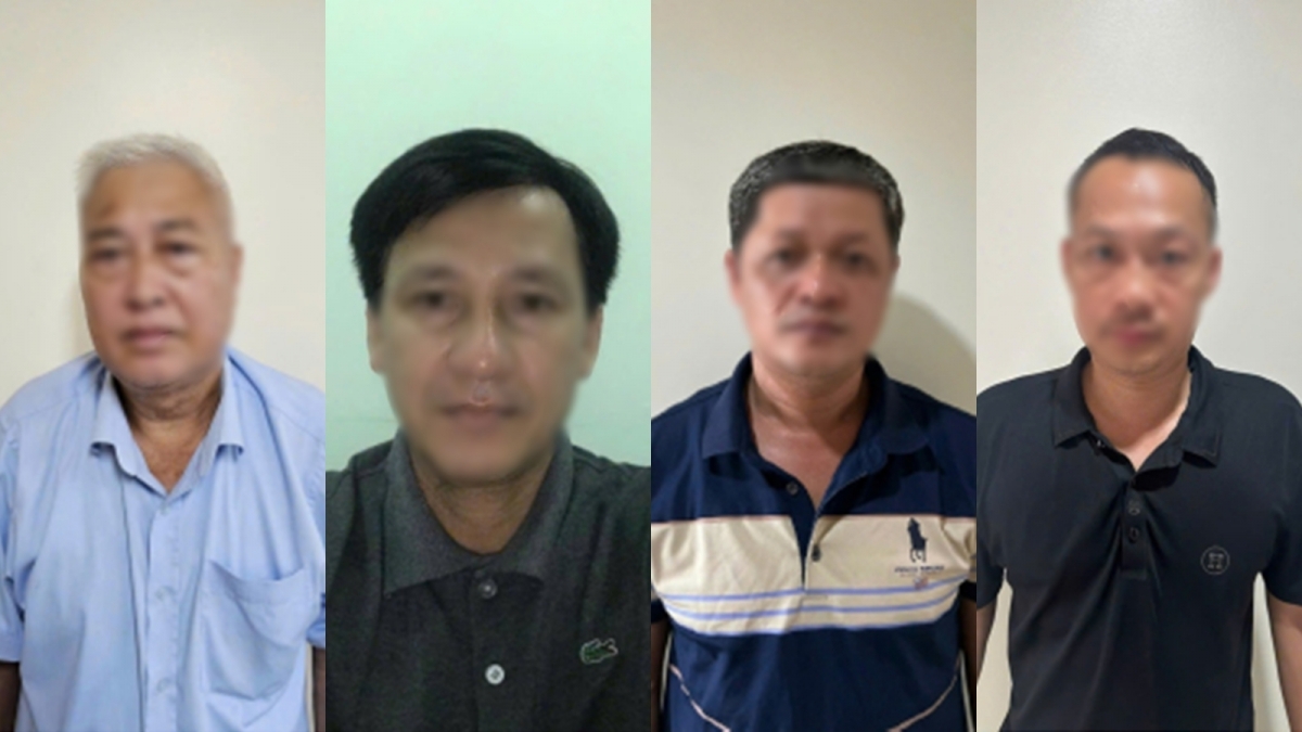 Các bị can Việt, Cương, Cường, Hưng (từ trái qua phải)