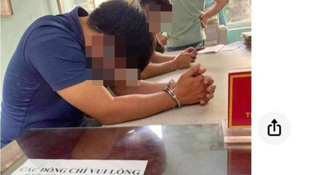 Đối tượng Văn Đình Lương đang bị tạm giữ (ảnh được chia sẻ mạng xã hội)