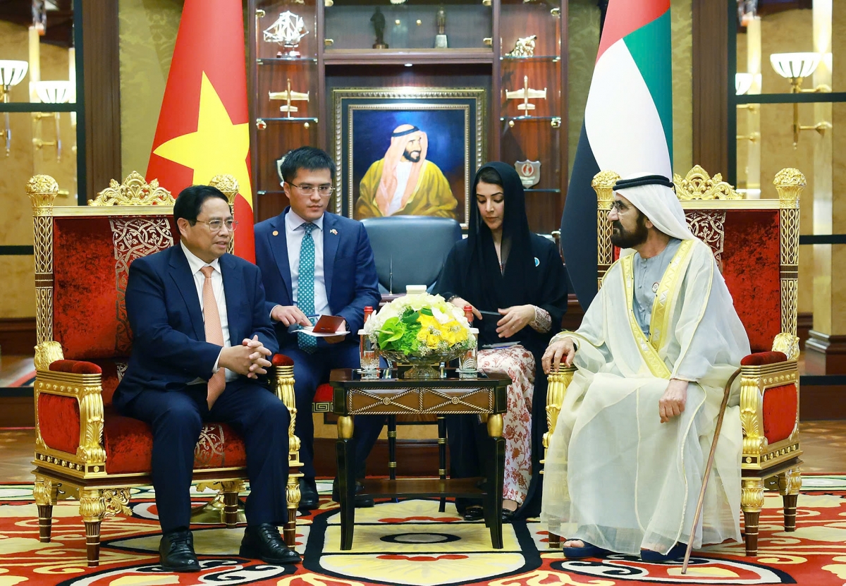 Thủ tướng Phạm Minh Chính hội đàm với Phó Tổng thống, Thủ tướng UAE Sheikh Mohammed bin Rashid Al Maktoum