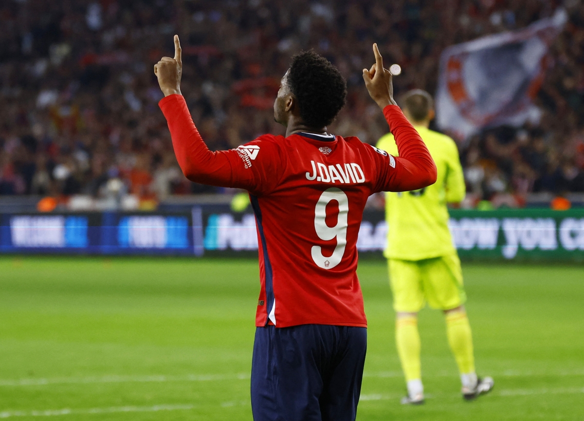 Jonathan David là tác giả bàn thắng mở tỷ số của Lille ở đúng phút bù giờ hiệp 1. (Ảnh: Reuters). 