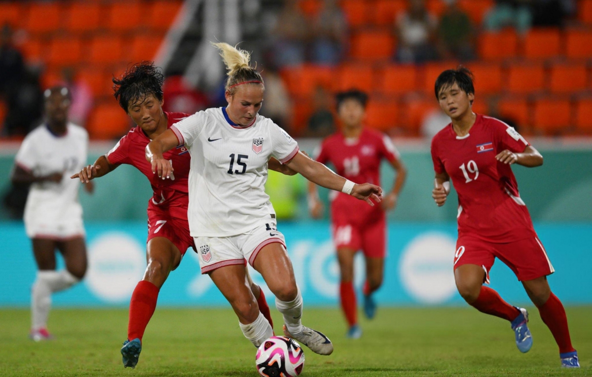 U17 nữ Triều Tiên thắng U17 nữ Mỹ 1-0, giành quyền vào thi đấu trận chung kết U17 World Cup nữ 2024.
(Ảnh: Getty). 