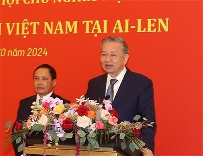 Tổng Bí thư, Chủ tịch nước Tô Lâm phát biểu tại buổi gặp gỡ. Ảnh: TTXVN