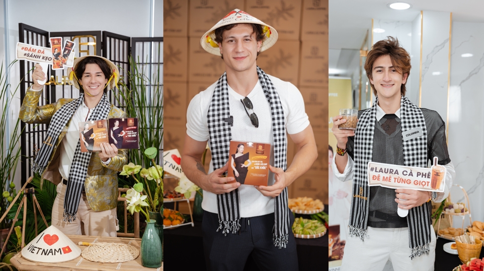 Các Nam vương Thế Giới đầy phấn khích khi trải nghiệm thức uống yêu thích ngay tại trụ sở Laura Coffee