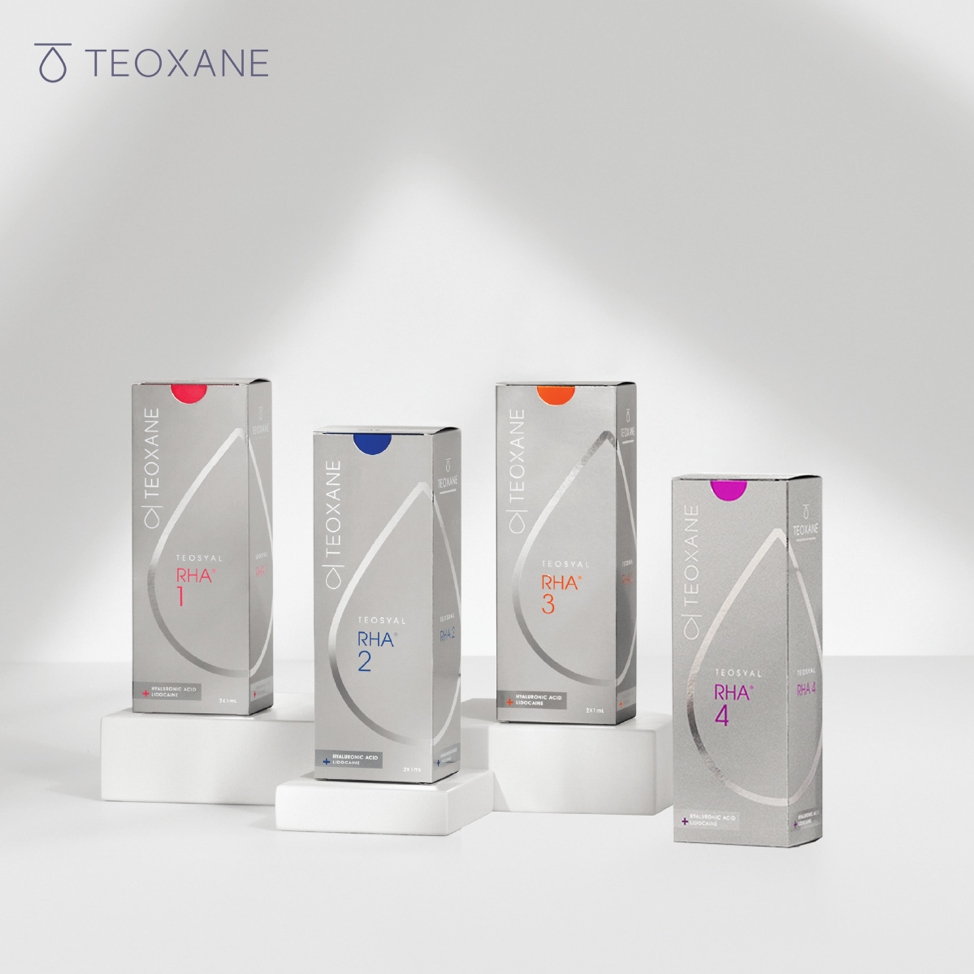 Dòng sản phẩm Filler Teosyal RHA của Teoxane bao gồm RHA 1, RHA 2, RHA 3, và RHA 4 được FDA Mỹ chứng nhận