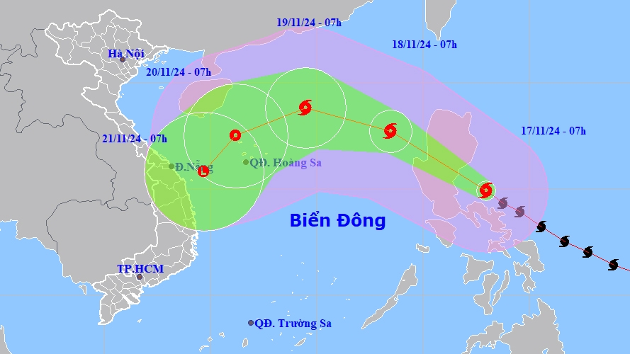 Vị trí và đường đi của bão Man-Yi
