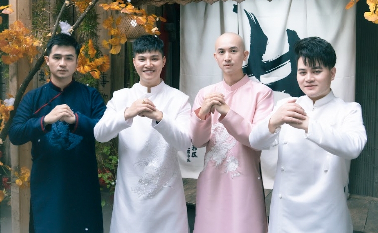 Hoàng Anh Vũ cùng Hà Anh, Trần Mạnh Cường, Vũ Tuấn Hùng trong MV "Giao bái"