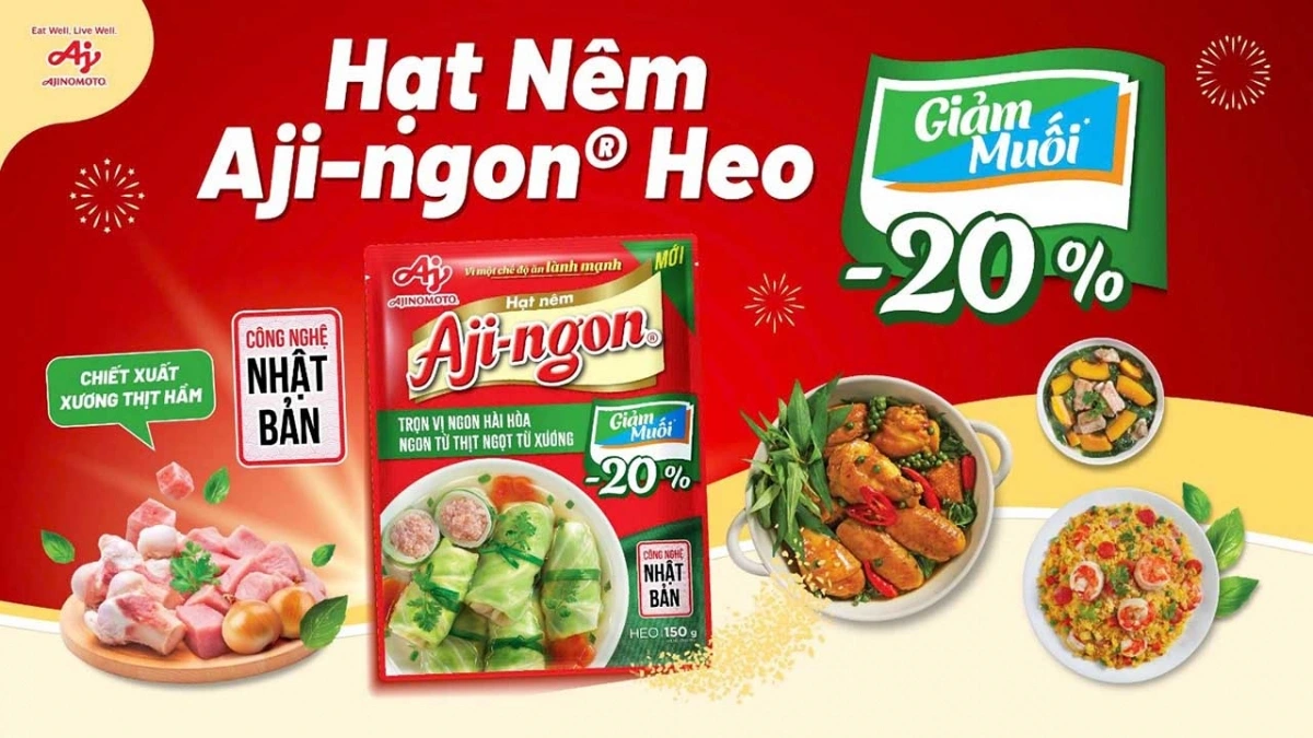 Hạt nêm Aji-ngon Heo Giảm Muối mới.