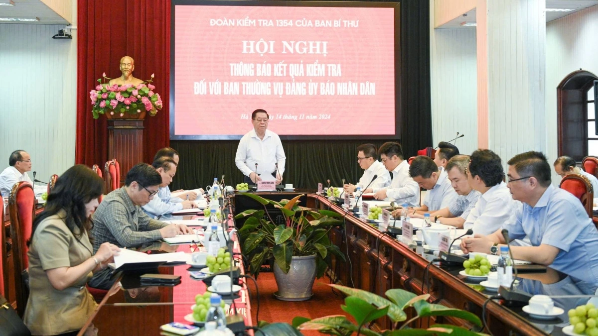 Đoàn Kiểm tra 1354 của Ban Bí thư làm việc với Ban Thường vụ Đảng ủy Báo Nhân Dân.