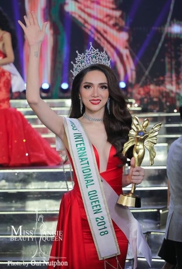 Local singer Nguyen Huong Giang is notable for being the first Vietnamese representative to win the highest title at the transgender beauty pageant Miss International Queen 2018.
