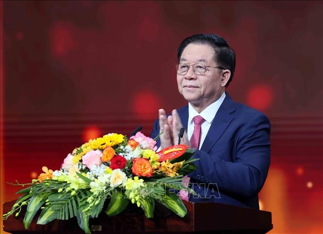 Trưởng Ban Tuyên giáo Trung ương Nguyễn Trọng Nghĩa phát biểu tại buổi lễ. Ảnh: An Đăng/TTXVN