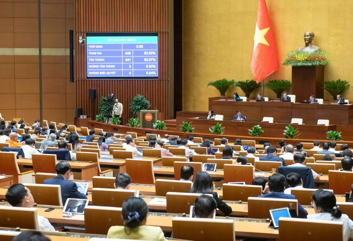 Các đại biểu biểu quyết tại hội trường chiều 29/11