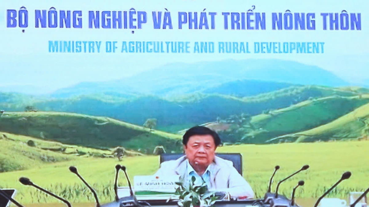 Trực tuyến từ văn phòng Bộ NN&amp;PTNT, Bộ trưởng Lê Minh Hoan cho rằng "Thế giới đã phẳng" nên có nhiều cách kết nối doanh nghiệp-chính quyền-bộ chủ quản để phát triển nông nghiệp Tây Nguyên theo hướng đa giá trị.