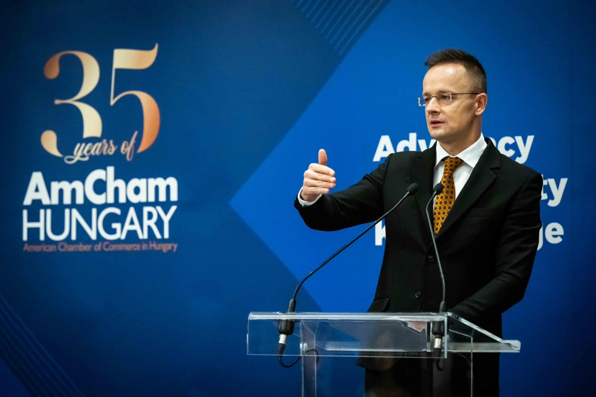 Bộ trưởng Ngoại giao và Thương mại Hungary Péter Szijjártó (Ảnh: Hungarytoday).