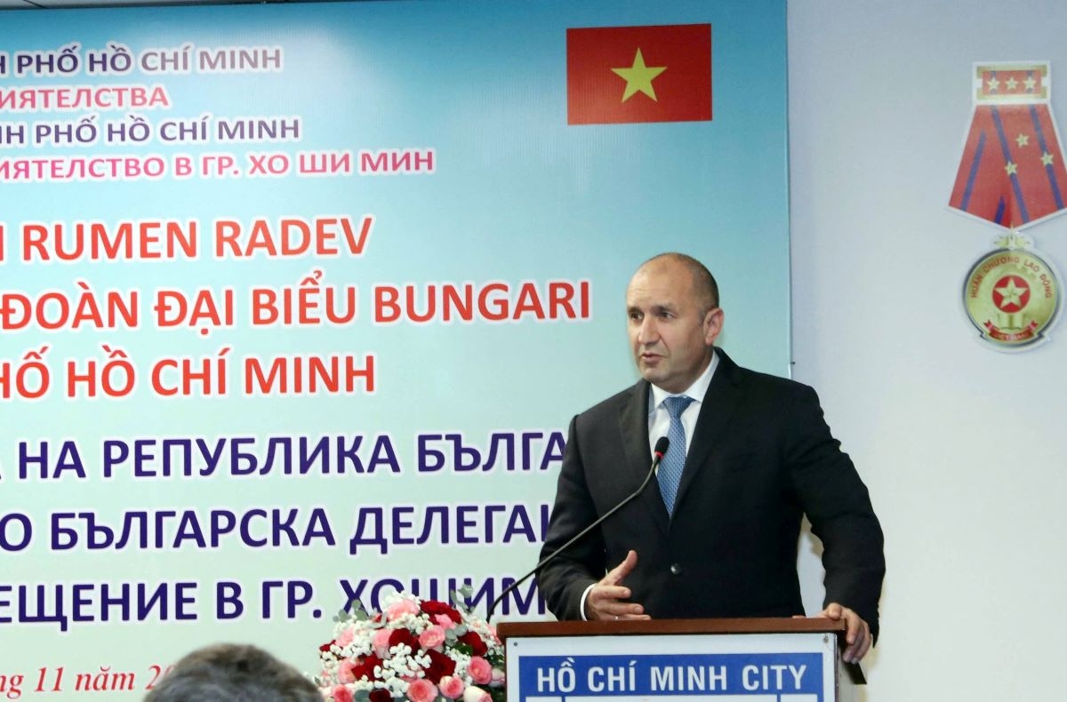 Tổng thống Bulgaria phát biểu tại buổi gặp gỡ Hội hữu nghị Việt Nam - Bulgaria tại TP.HCM (ảnh: X.K)